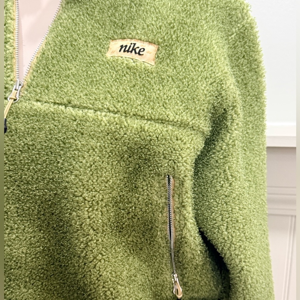 Nike Green & Gold Cropped Quarter Zip Pullover Cinch Waist Medium Athleisure - Picture 4 of 5